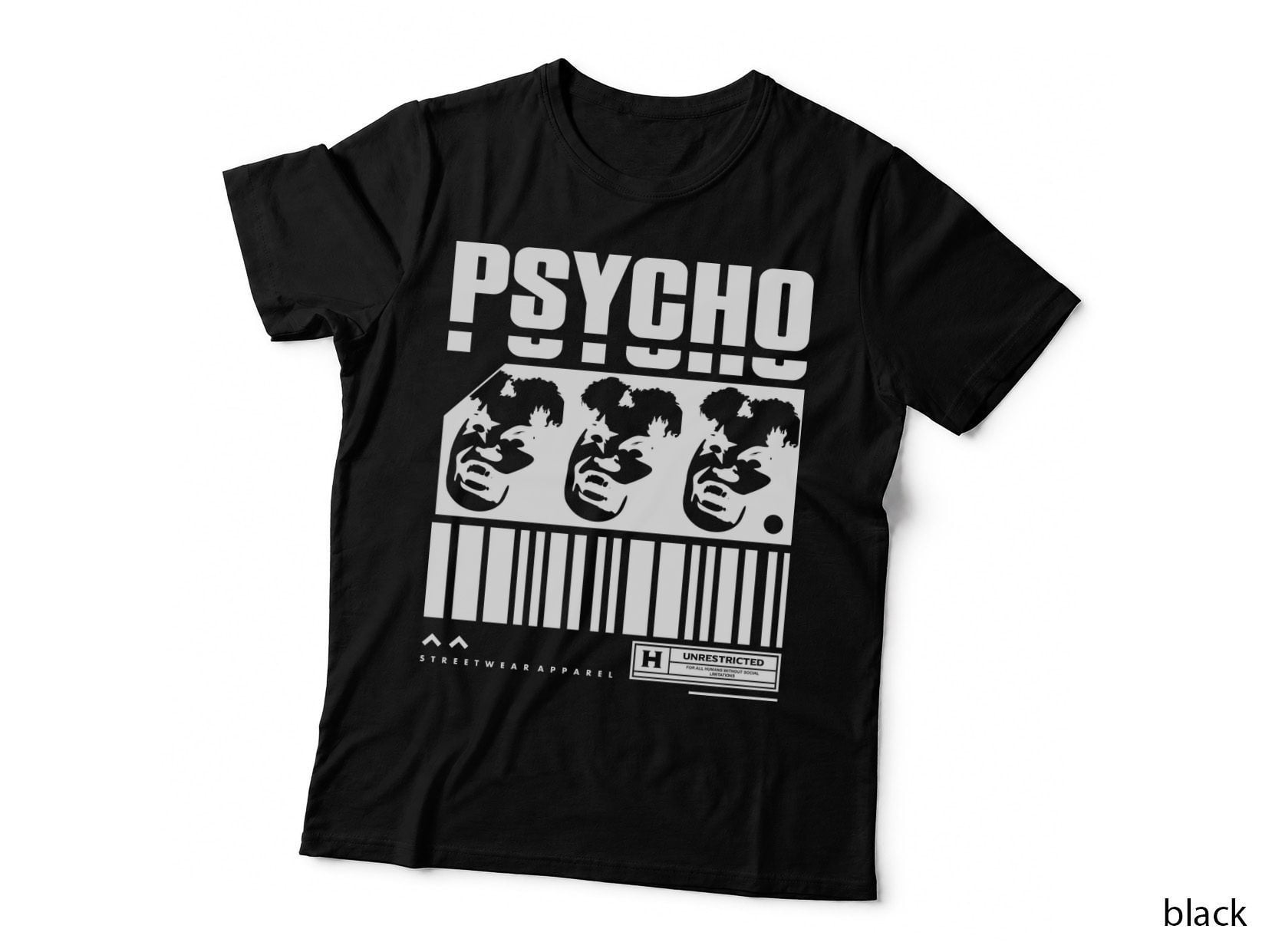 Psycho Unrestricted Faces Hallftone Pop Art Distressed Dark Minimal T-Shirt