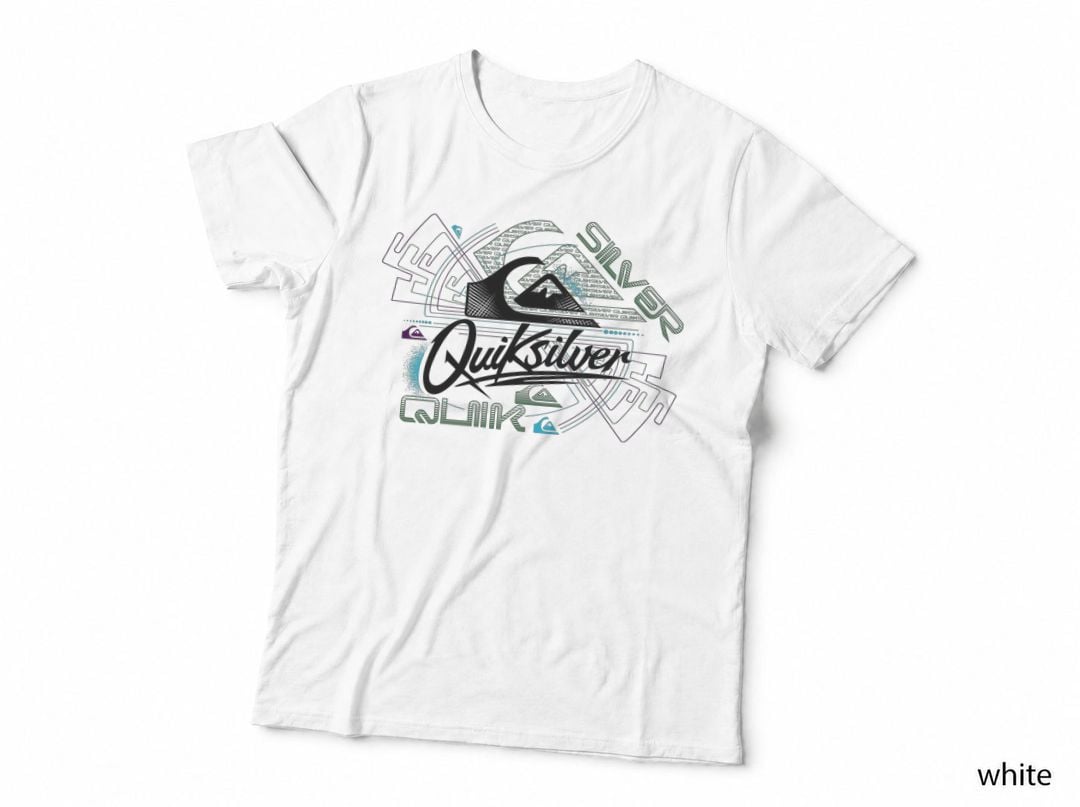 Quiksilver Geometric Splatter Black Distressed Brand T-Shirt