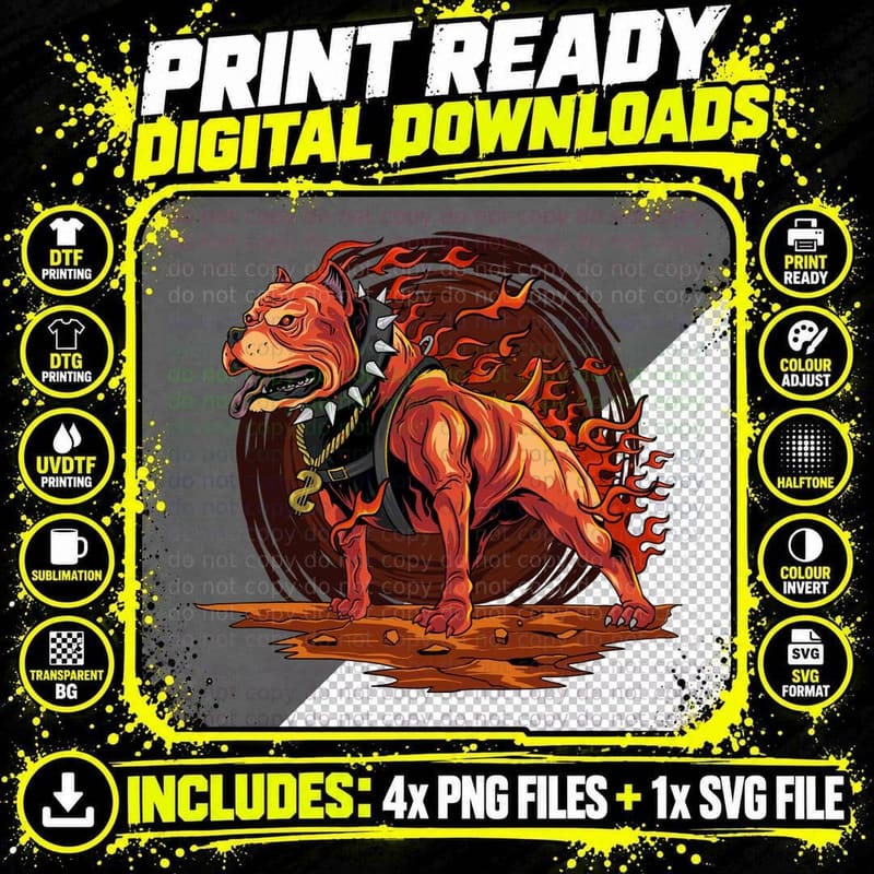 Red Demon Devil Character Fantasy Distressed T-Shirt Png SVG Digital Bundle