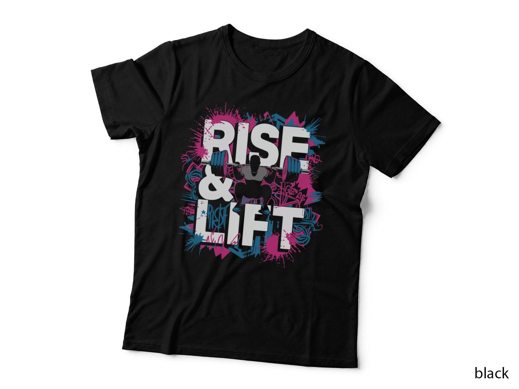 Rise and Fit Pink Blue Graffiti Distressed Streetwear T-Shirt
