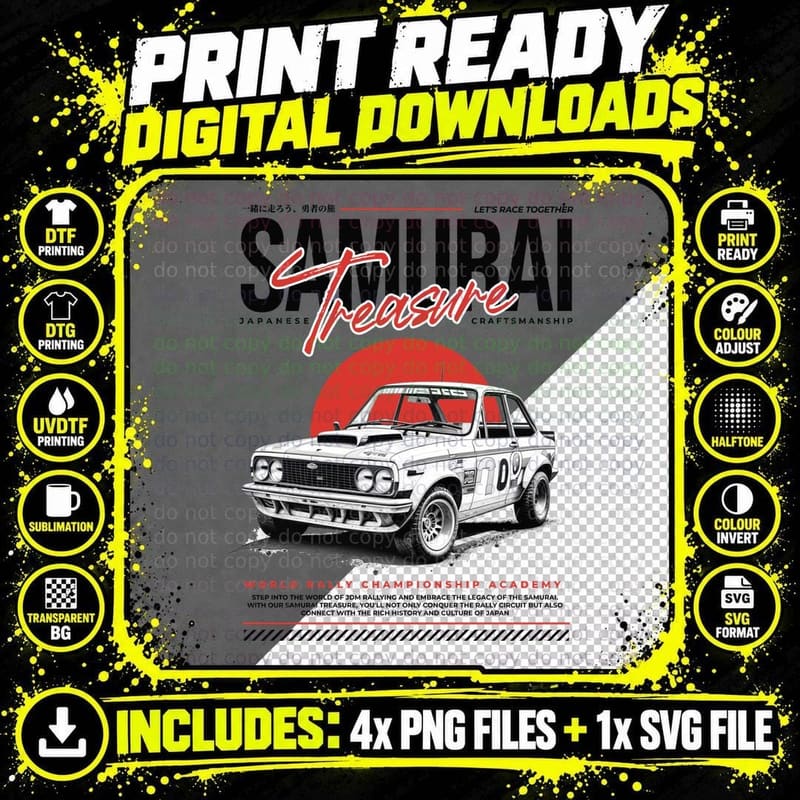 Samurai Frenshi Let's Race Together Japanese Png SVG Digital Bundle
