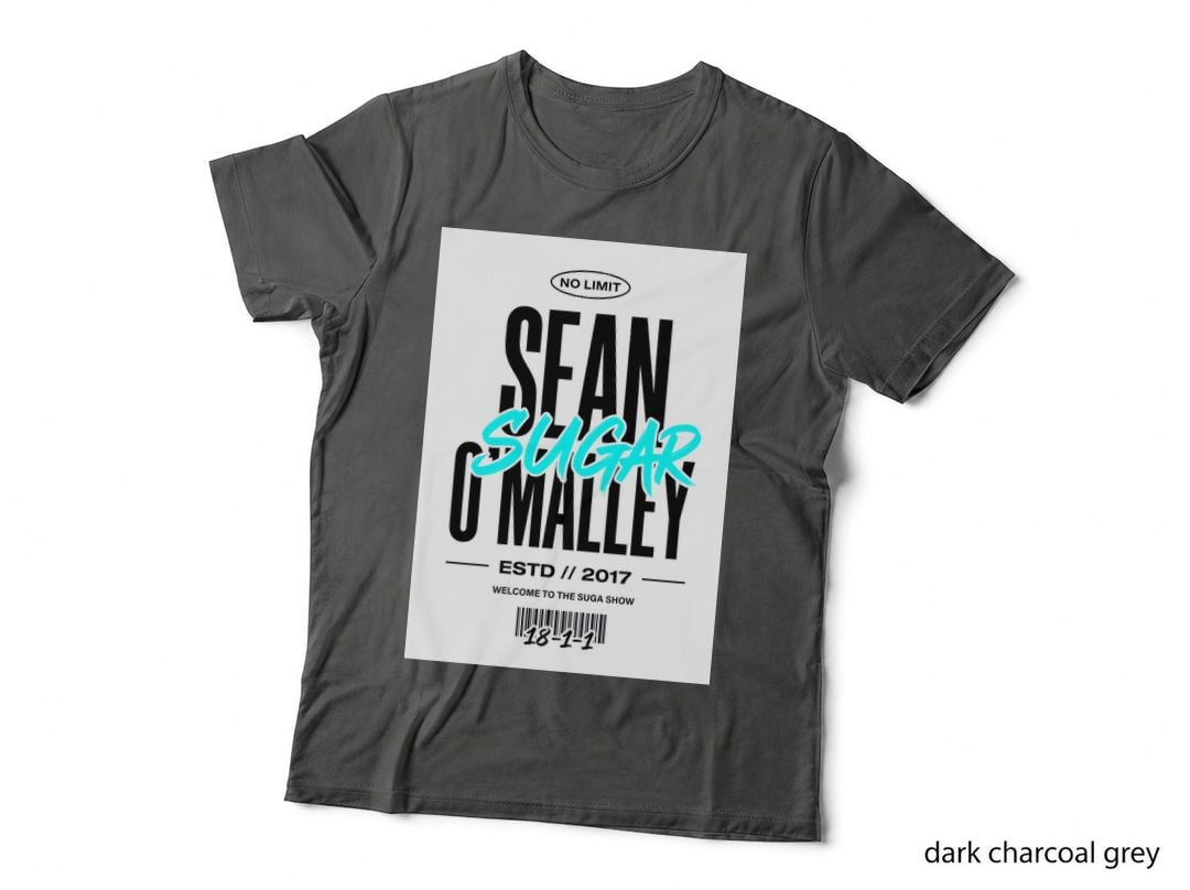 Sean O'malley Sugar Black Background Bold Distressed White Typography T-Shirt