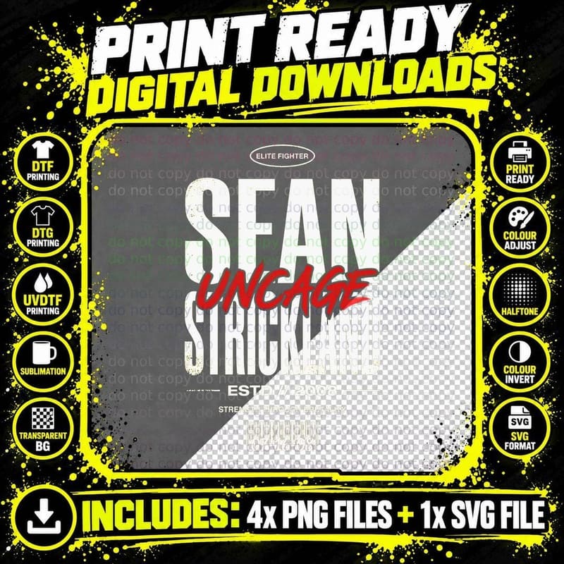 Sean Strickland Uncage Bold Distressed Vintage Png SVG Digital Bundle