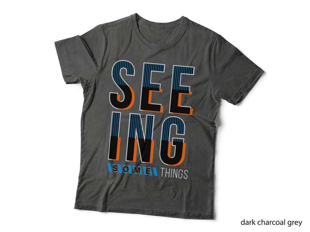 See It Ing Some Things Striped Lettering Blue Orange Vintage Typography T-Shirt
