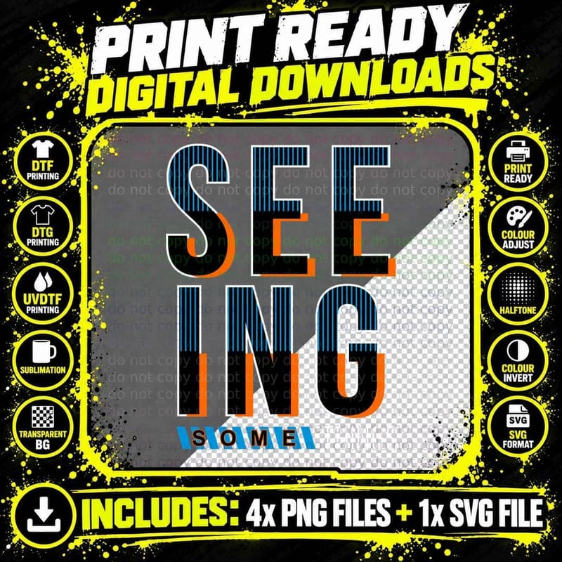 See It Ing Some Things Striped Lettering Blue Orange Png SVG Digital Bundle