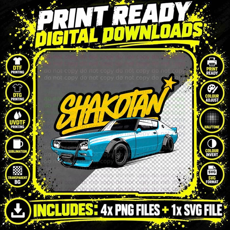 Shakoian Blue Car Retro Vintage Classic T-Shirt Png SVG Digital Bundle