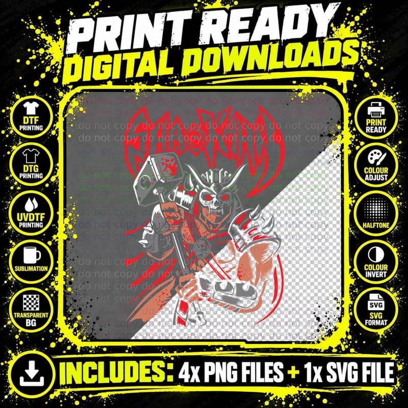 Shao Kahn Skull-Faced Armored Warrior with Weapon Red Png SVG Digital Bundle