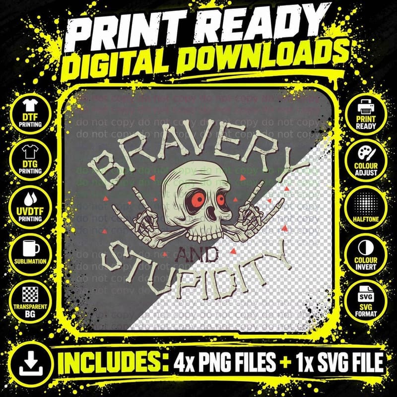 Skull Demons Bravely and Upidly Demon Warrior Vintage Png SVG Digital Bundle