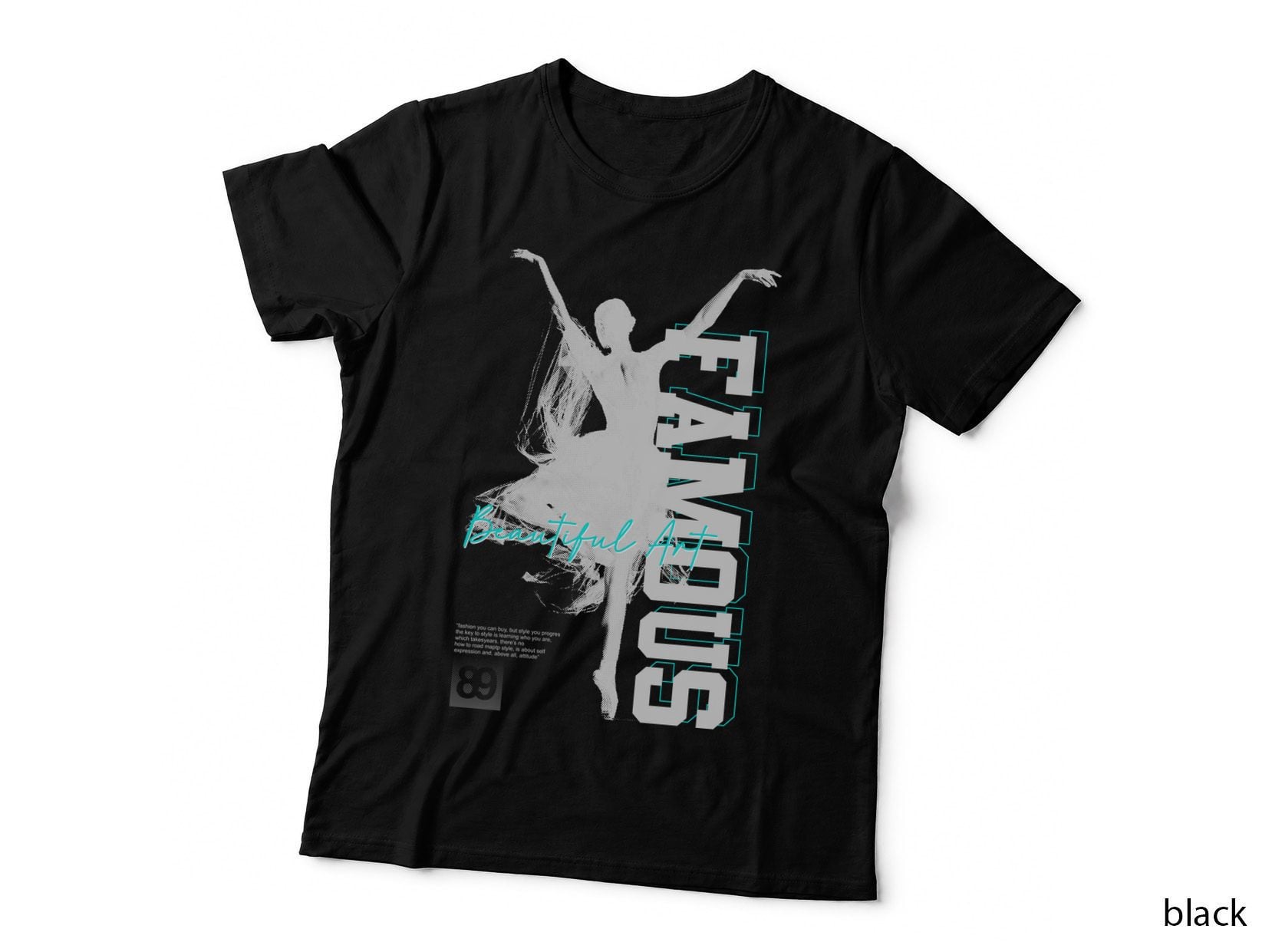Smile Strut Beautiful Art Dancer Black Distressed 89 Y2k Urban T-Shirt