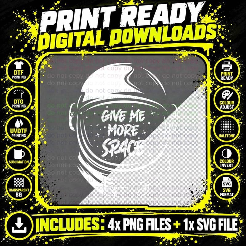 Space Astronaut Give Me More Helmet Retro Cosmic T-Shirt Png SVG Digital Bundle