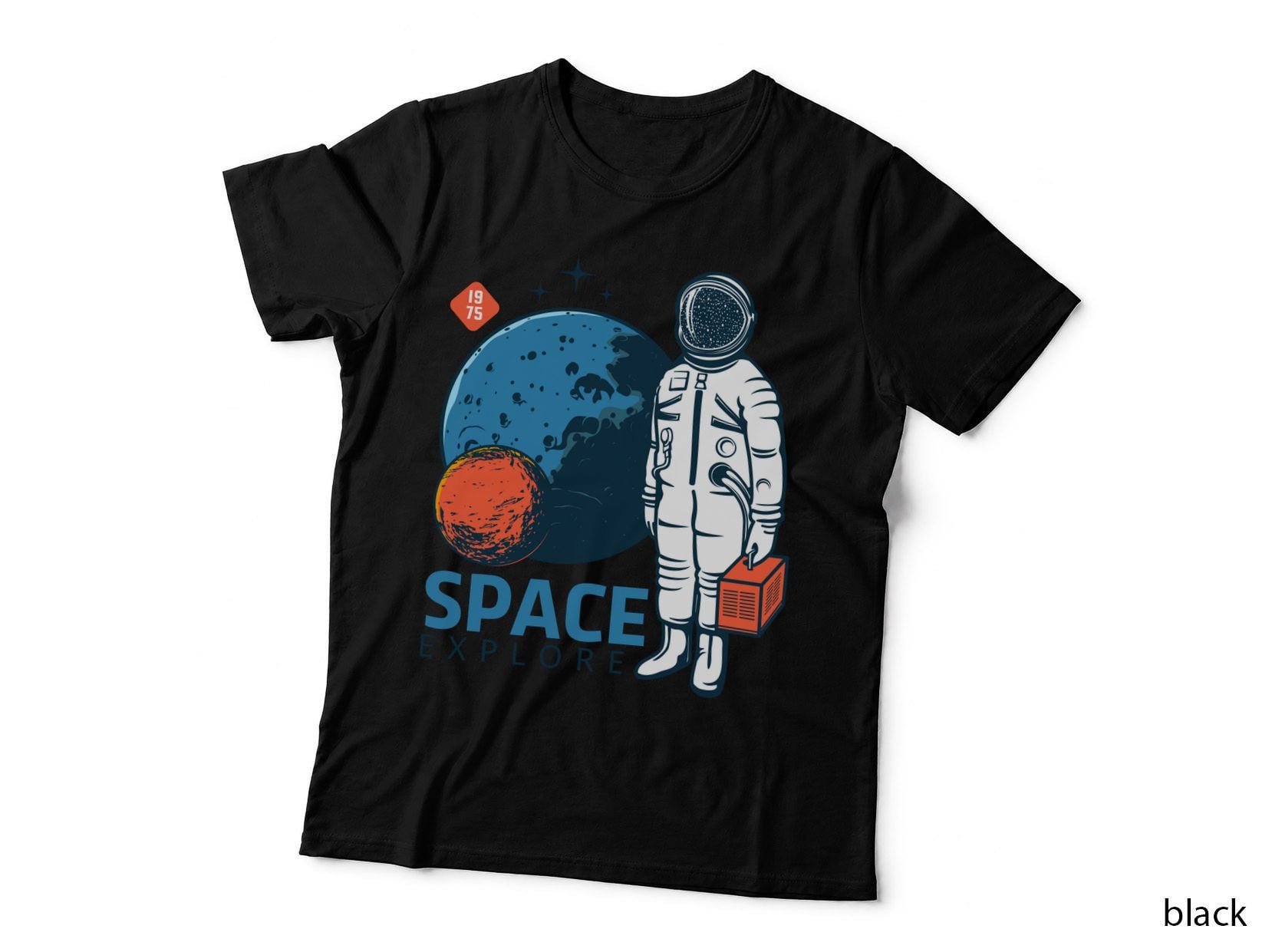 Space Explore 1975 Astronaut Planets Retro T-Shirt