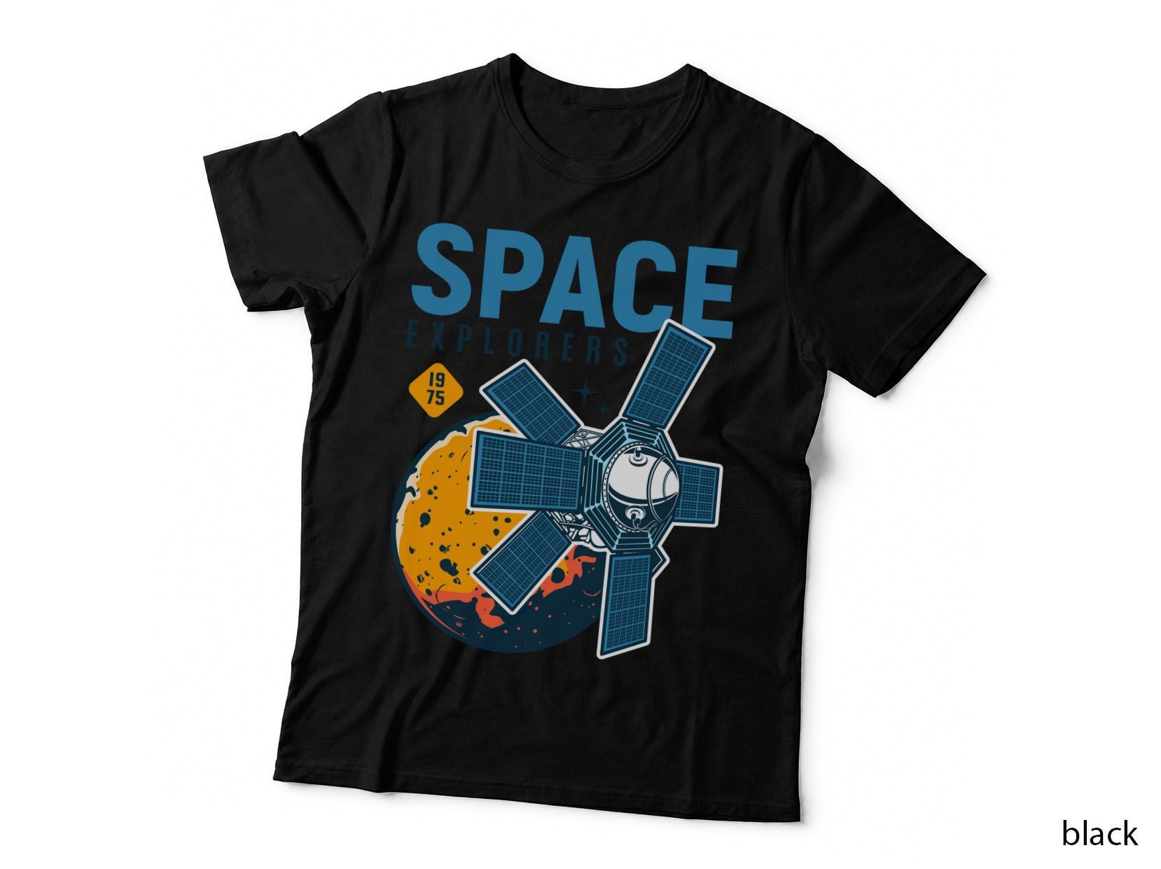 Space Explorers 1975 Satellite Planet Retro T-Shirt