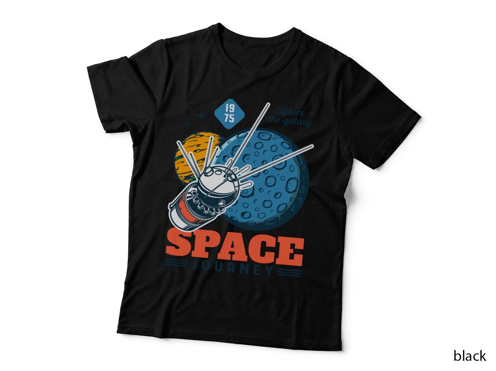 Space Journey Explore the Galaxy 1975 Satellite Planets Retro T-Shirt