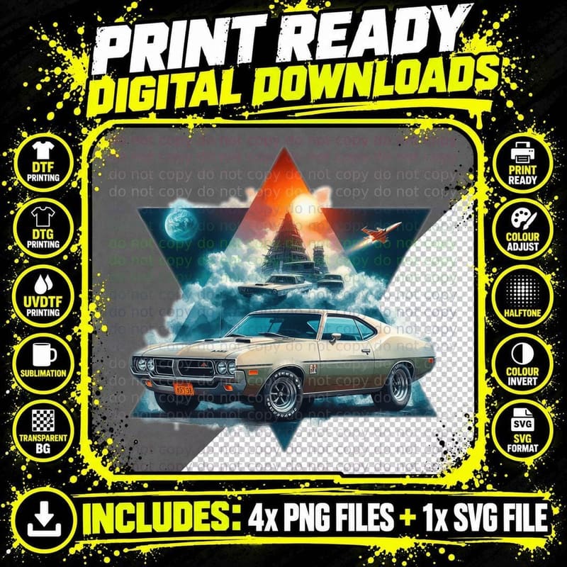 Space Sci-Fi Futurism Geometric Triangle Retro T-Shirt Png SVG Digital Bundle