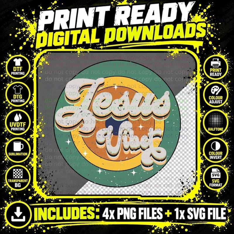 Spared Today Moon Circle Retro Orange Yellow Groovy Png SVG Digital Bundle