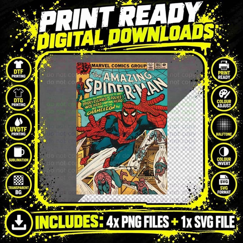 Spider-Man Comic Amazing Red Blue Book Vintage T-Shirt Png SVG Digital Bundle