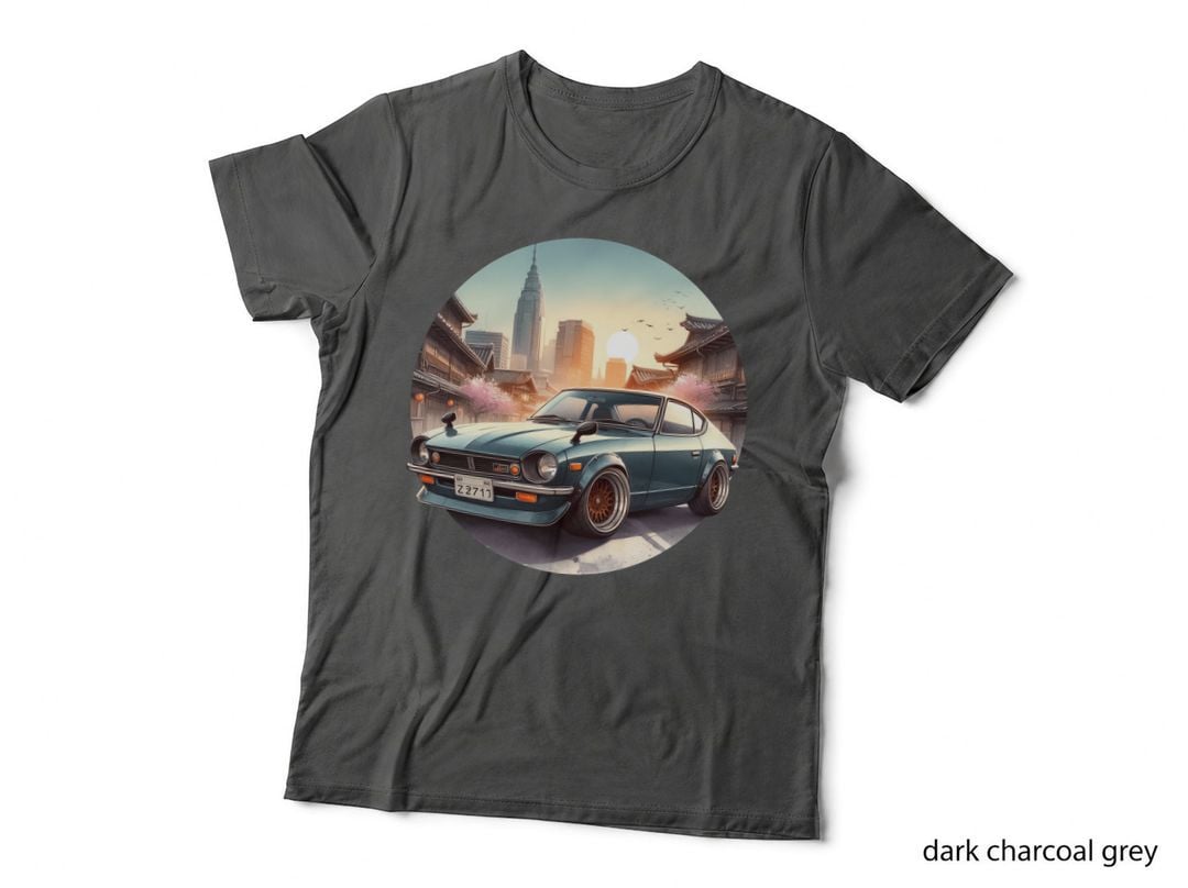 Sports Car Japanese Temple Architecture Green Vintage T-Shirt