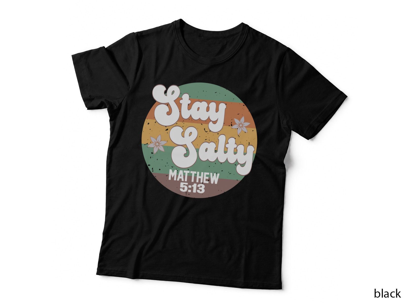 Stay Salty Matthew 5 13 Rainbow Circle Retro Biblical Reference T-Shirt