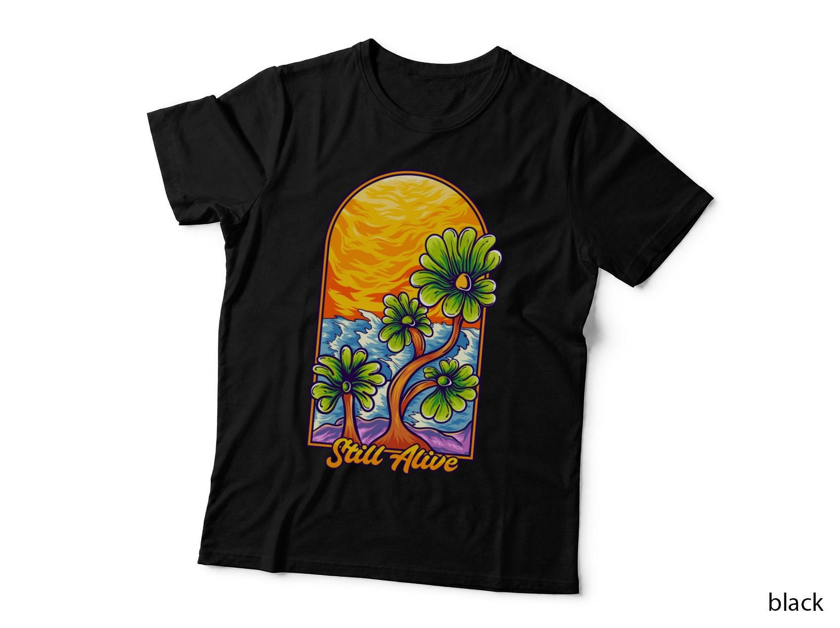 Still Alive Flowers Sun Arch Landscape Retro Vintage T-Shirt