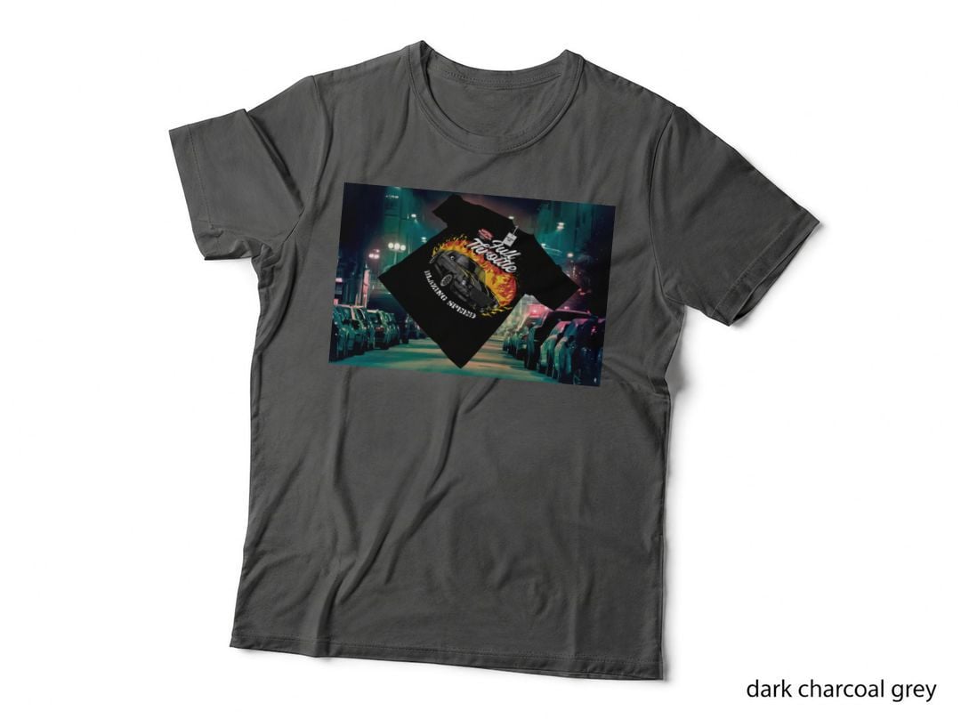Street King Pushing Speed Dark Flaming Car Neon Cyberpunk Retro T-Shirt