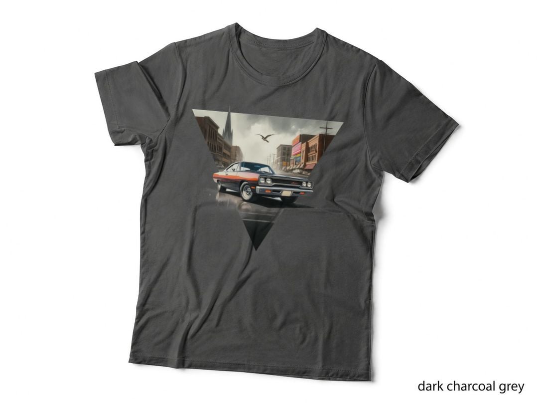 Street Scene Urban Geometric Orange Black Retro T-Shirt