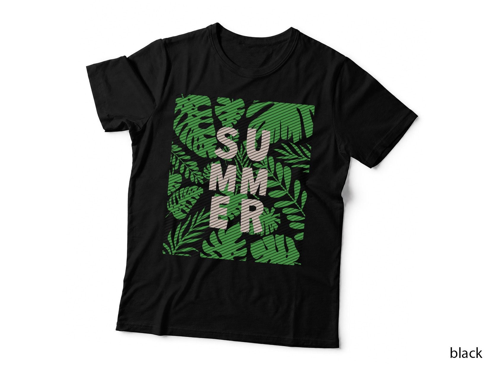 Summer Neon Effect Striped Green Distressed Text Design Minimalist T-Shirt