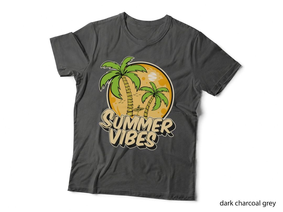 Summer Vibes Palm Tree Circle Yellow Orange Retro Badge T-Shirt