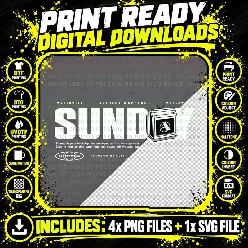 Sunday Worldwide Authentic Apparel Is Your Best Day Oven Png SVG Digital Bundle