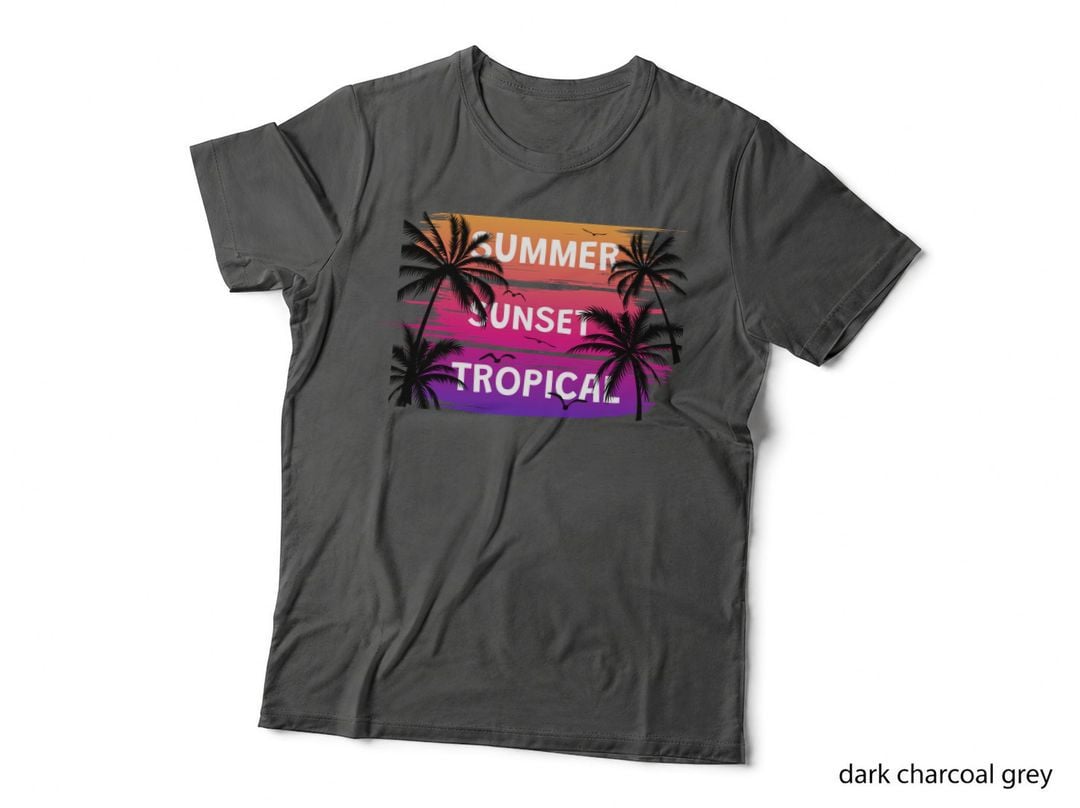 Sunset Tropical Silhouette Summer Palm Tree Silhouettes with Colorful T-Shirt