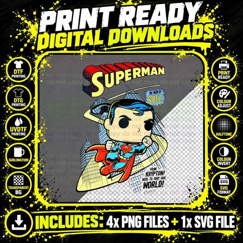Superman the Man of Steel from Krypton Here to Save Png SVG Digital Bundle