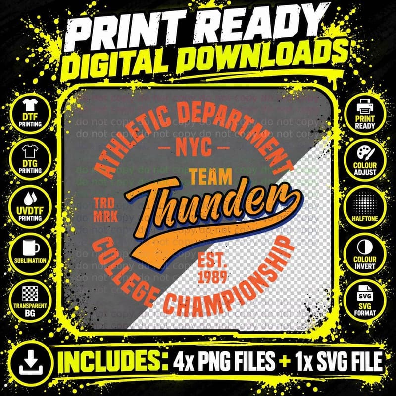 Team Thunder Rookie Beach Nfc Vintage Collegiate Sports Png SVG Digital Bundle
