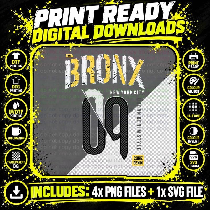 The Bronx 90s the New York City 90 Urban Streetwear Png SVG Digital Bundle