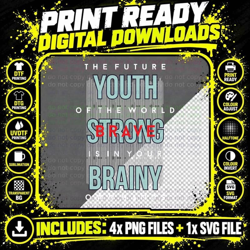 The Future Youth of the World Strong in Your Retro Png SVG Digital Bundle
