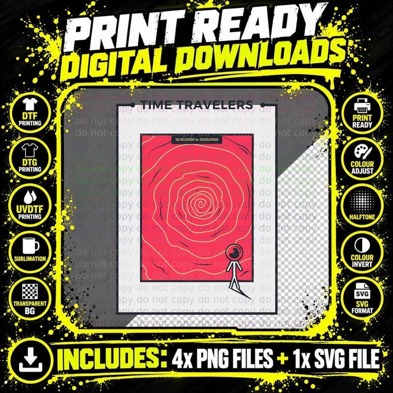 Time Travelers 07 02 2020 to 01 0000 Travellers Spiral Png SVG Digital Bundle