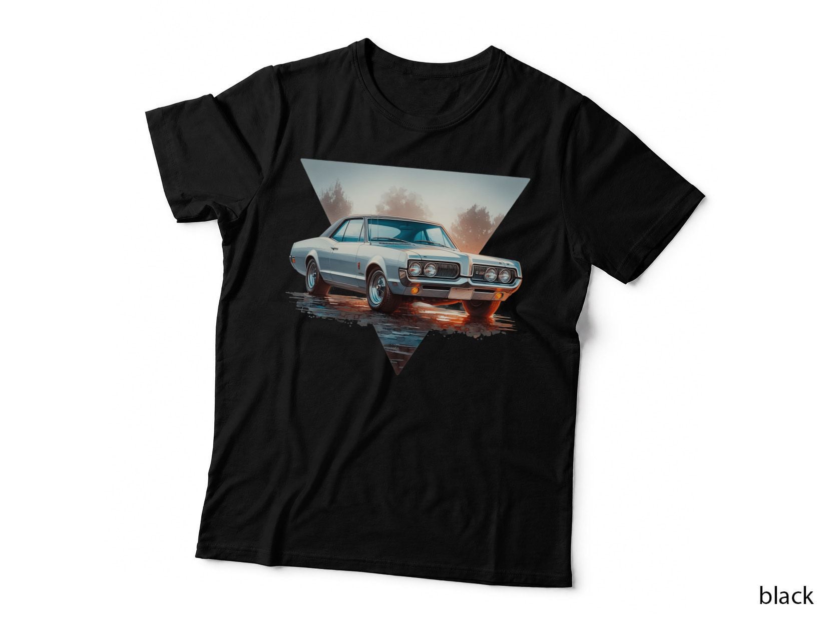 Trapezoid Forest Scene Geometric Landscape Retro T-Shirt