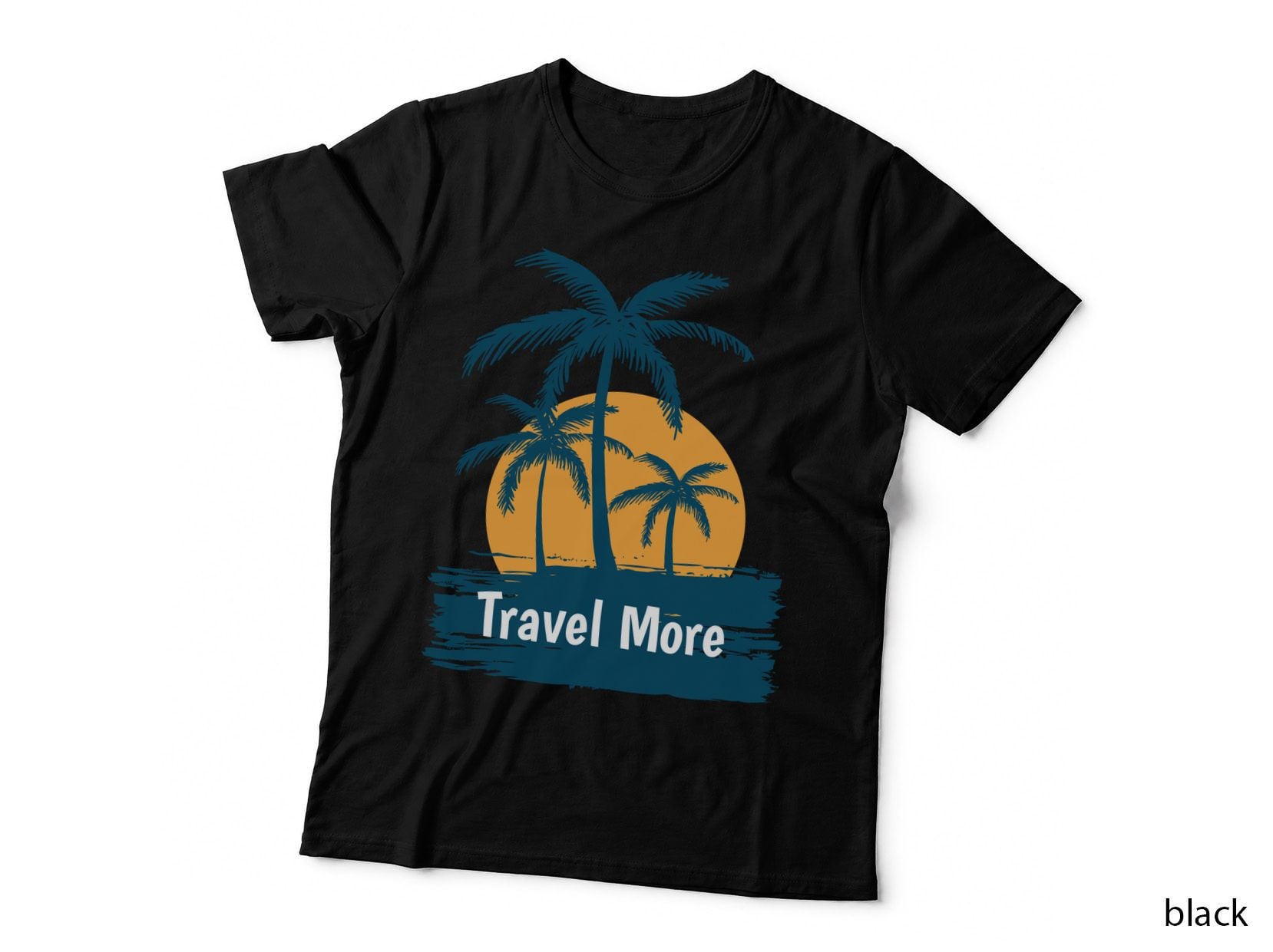 Travel More Retro Vintage Palms Sunset Orange Yellow T-Shirt