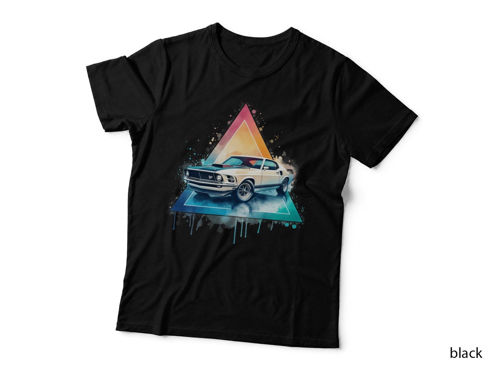 Triangle Rainbow Gradient Geometric Colorful Retro T-Shirt