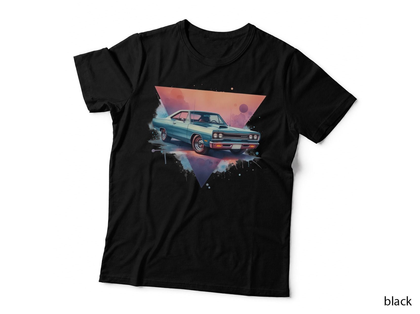 Triangle Teal Splash Geometric Watercolor Splashes Retro T-Shirt