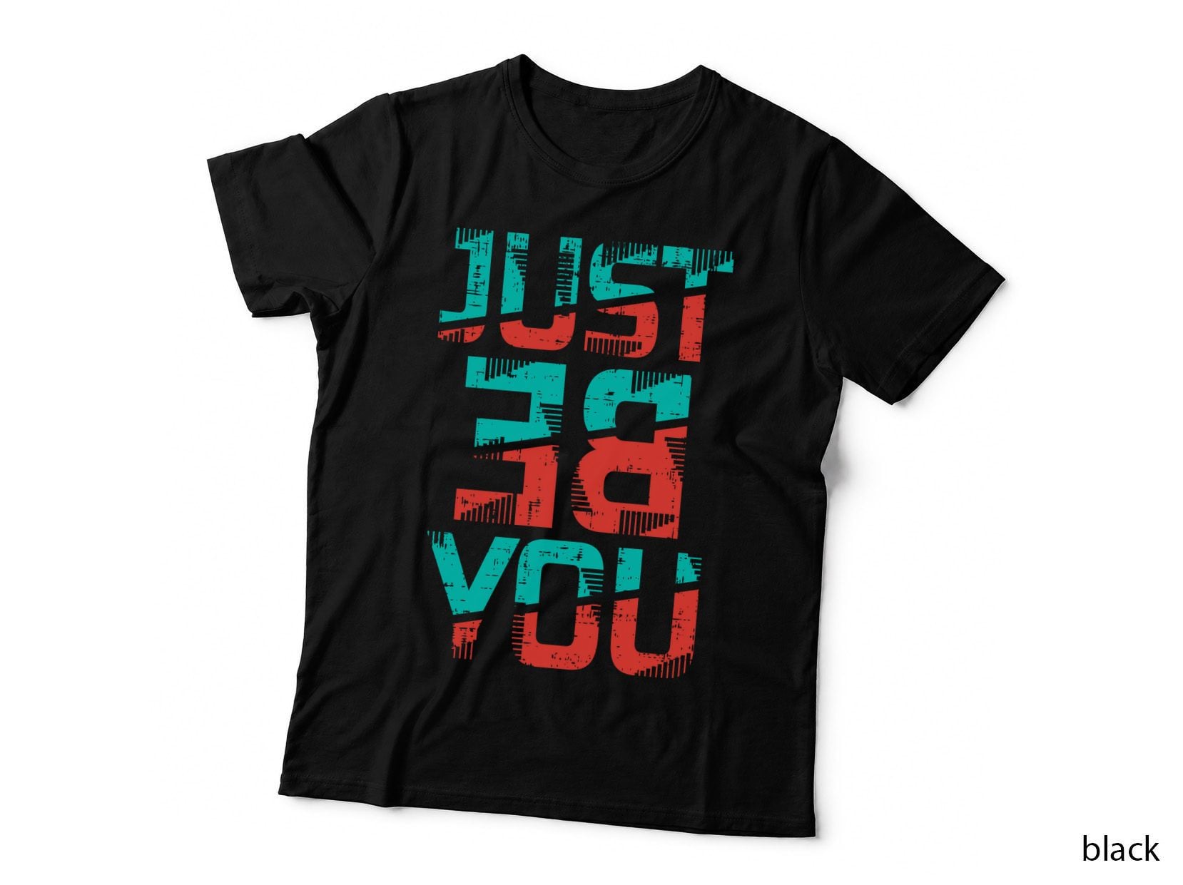 Typography Distressed Just 50 You Cyan Red Hatched Y2k Streetwear Bold T-Shirt