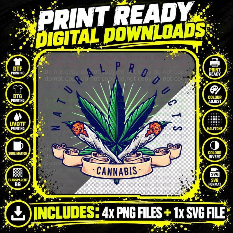 Ultra Proud Cannabis Leaf with Crown and Banner Vintage Png SVG Digital Bundle
