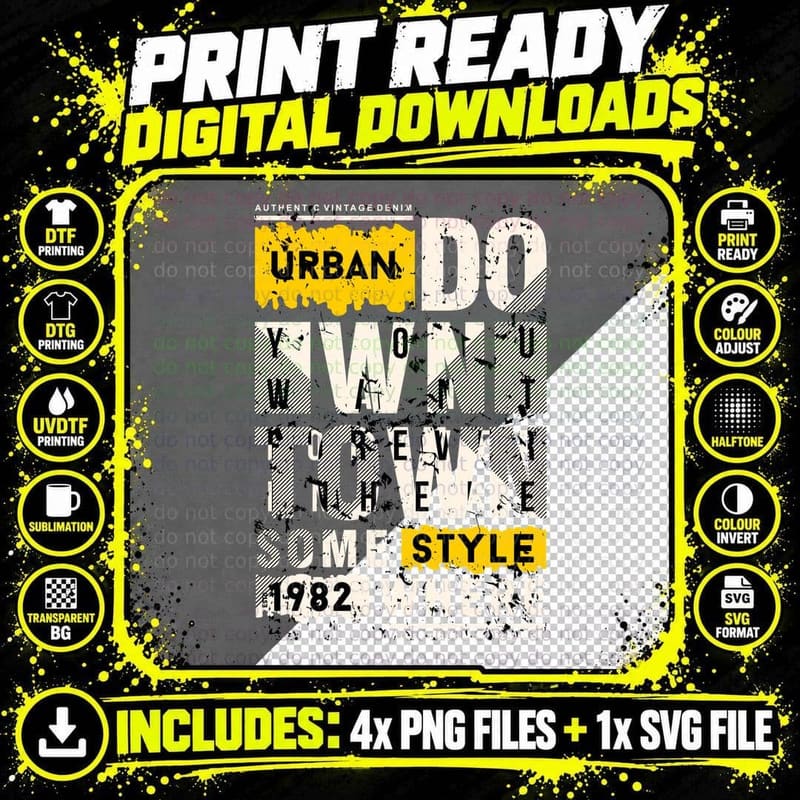 Urban 90 Vibe You in Where Style 1982 Finest Retro 90s Png SVG Digital Bundle