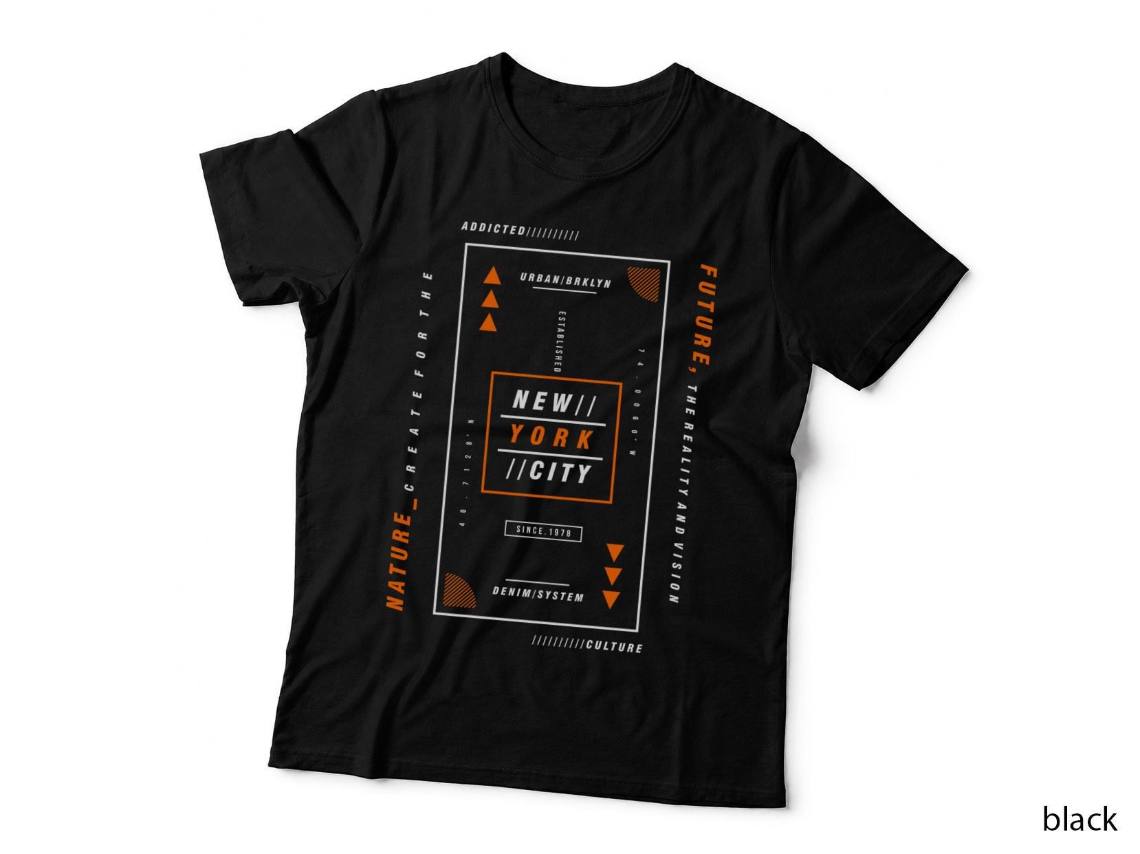 Urban Addicted Brklyn New City Since 1978 Denim System Orange Retro T-Shirt