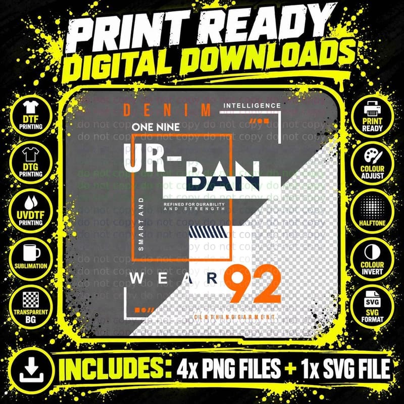 Urban Dan Denim One Nine Since 1878 Smart and Streetwear Png SVG Digital Bundle