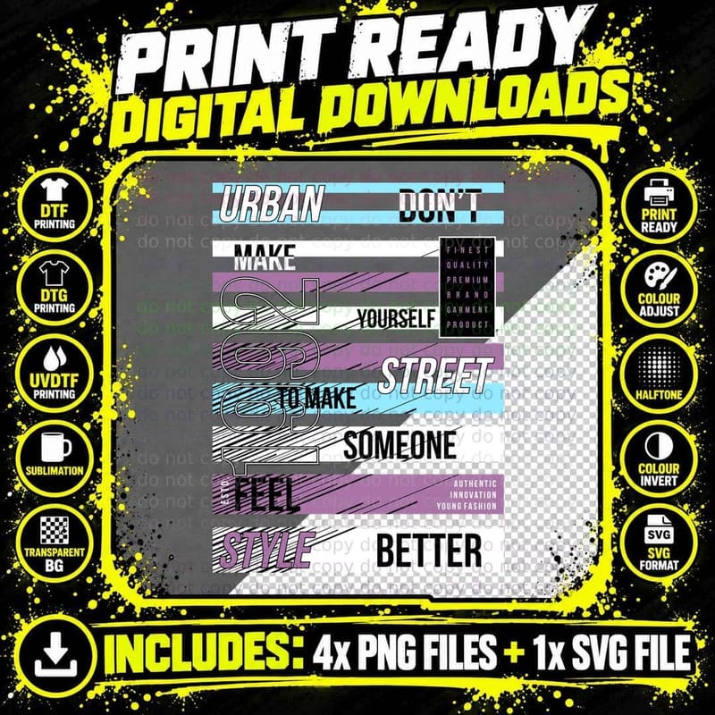 Urban Don't Make Yourself Street Someone Distressed Png SVG Digital Bundle