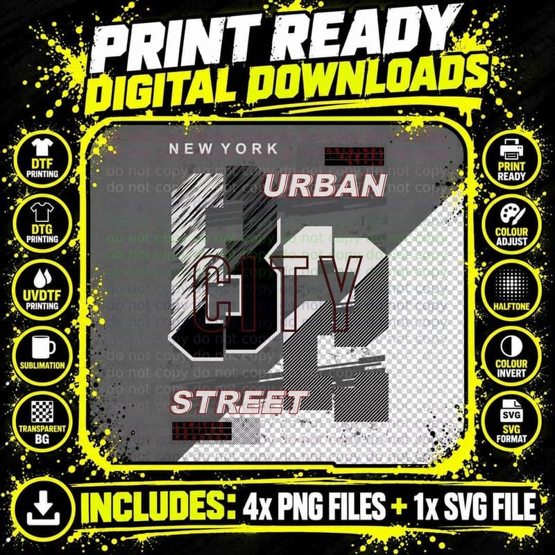 Urban Nyc TV Street New York Brooklyn Black White Png SVG Digital Bundle