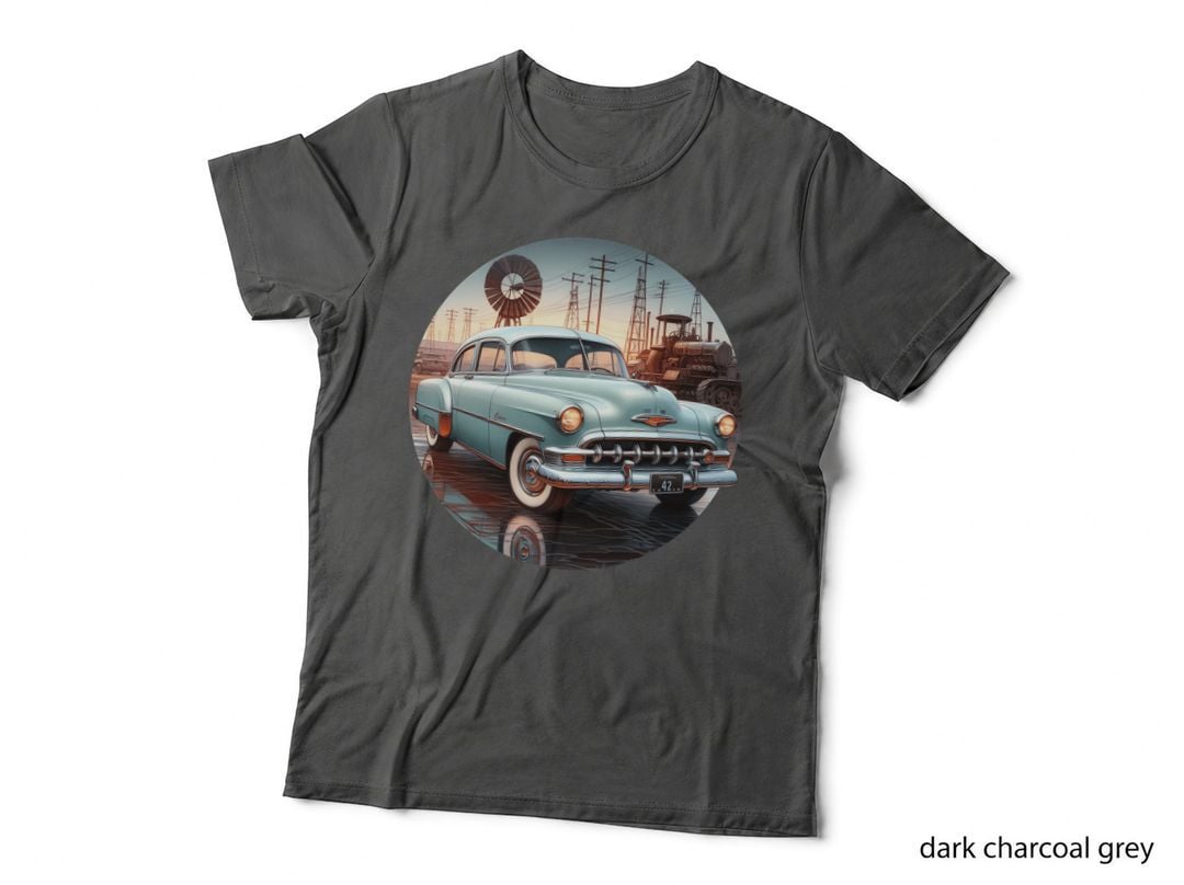 Vintage Car 1950s Sedan Retro Light Blue Pink Industrial Steampunk T-Shirt