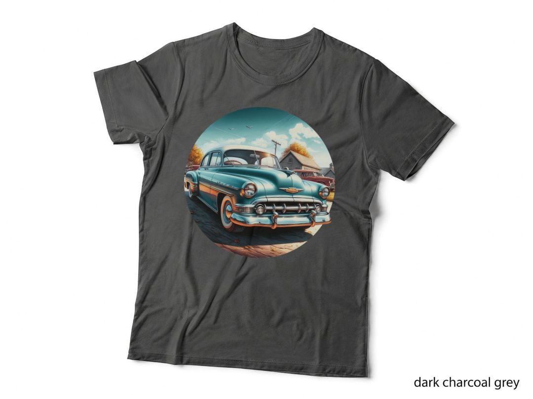 Vintage Car 1950s Sedan Two-Tone Teal Pink Los Angeles Beach Palm T-Shirt
