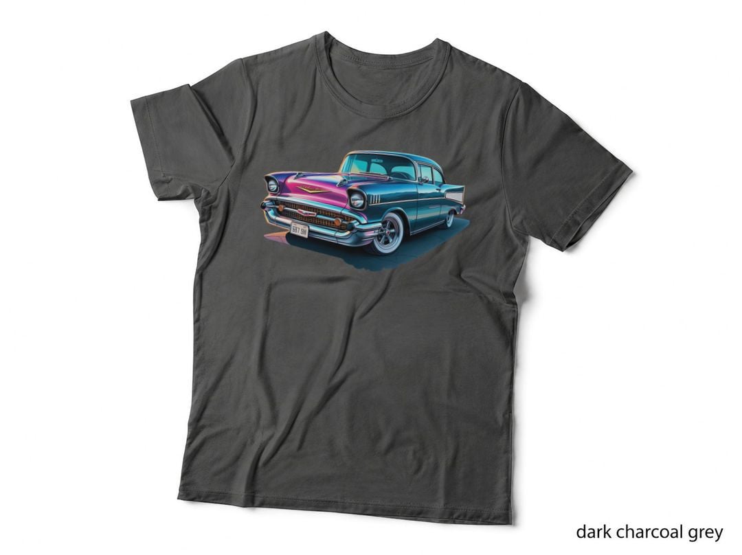 Vintage Car 597-5m Teal Turquoise Neon Retro T-Shirt