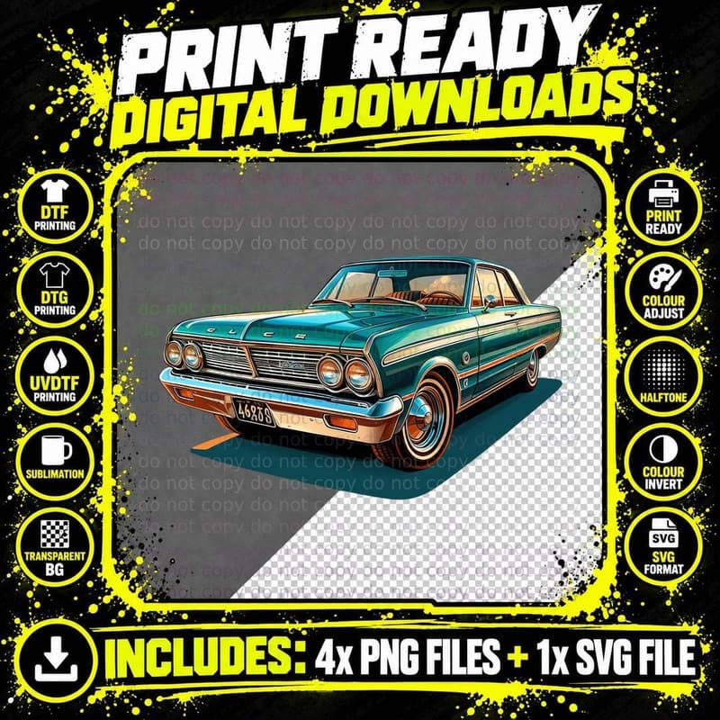 Vintage Car 66285 Teal Turquoise Retro Classic T-Shirt Png SVG Digital Bundle
