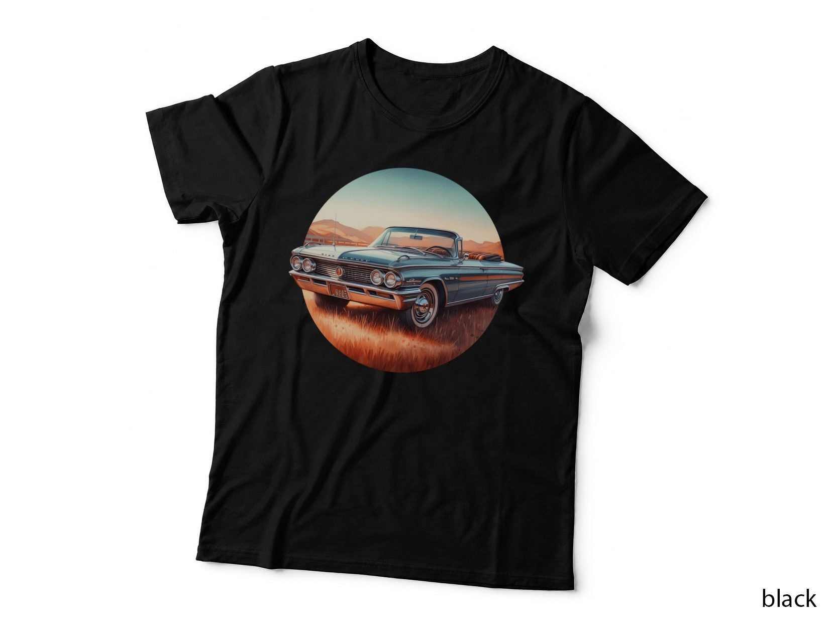 Vintage Car Desert Landscape Orange Muscle T-Shirt